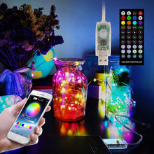 Load image into Gallery viewer, Christmas Decoration USB Copper Wire String Light Remote Controller &amp; Bluetooth Mobile APP Control, Length: 20m 200 LEDs, Remote Controller &amp; APP Control, Length: 20m 200 LEDs