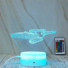 Load image into Gallery viewer, Spaceship Shape Creative Crack Touch Dimming 3D Colorful Decorative Night Light with Remote Control, Spaceship Shape