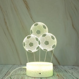 Three Footballs Shape Creative Crack Touch Dimming 3D Colorful Decorative Night Light, Three Footballs Shape
