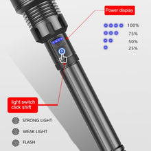 Load image into Gallery viewer, Long Style Micro USB Charging Outdoor Waterproof P90 + COB LED Flashlight, Support Power Display &amp; Telescopic Focusing &amp; 7-level Brightness Adjustment, P90