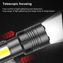 Load image into Gallery viewer, Short Style Micro USB Charging Outdoor Waterproof P70 + COB LED Flashlight, Support Power Display &amp; Telescopic Focusing &amp; 7-level Brightness Adjustment, P70