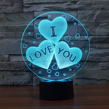 Load image into Gallery viewer, 7-color Discoloration Creative Visual Stereo Lamp Desk Lamp Novelty Gift, I LOVE YOU Pattern