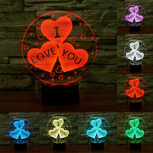 Load image into Gallery viewer, 7-color Discoloration Creative Visual Stereo Lamp Desk Lamp Novelty Gift, I LOVE YOU Pattern