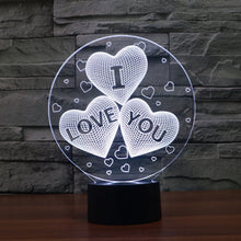 Load image into Gallery viewer, 7-color Discoloration Creative Visual Stereo Lamp Desk Lamp Novelty Gift, I LOVE YOU Pattern