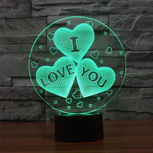 Load image into Gallery viewer, 7-color Discoloration Creative Visual Stereo Lamp Desk Lamp Novelty Gift, I LOVE YOU Pattern