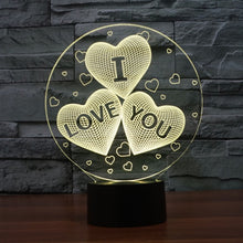 Load image into Gallery viewer, 7-color Discoloration Creative Visual Stereo Lamp Desk Lamp Novelty Gift, I LOVE YOU Pattern