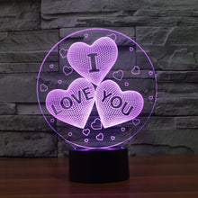 Load image into Gallery viewer, 7-color Discoloration Creative Visual Stereo Lamp Desk Lamp Novelty Gift, I LOVE YOU Pattern