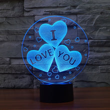 Load image into Gallery viewer, 7-color Discoloration Creative Visual Stereo Lamp Desk Lamp Novelty Gift, I LOVE YOU Pattern