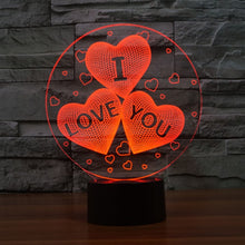 Load image into Gallery viewer, 7-color Discoloration Creative Visual Stereo Lamp Desk Lamp Novelty Gift, I LOVE YOU Pattern
