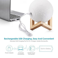 Load image into Gallery viewer, USB Charging 16-Color Dimming LED Night Light with Remote Control &amp; Wooden Holder