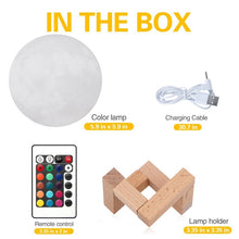 Load image into Gallery viewer, USB Charging 16-Color Dimming LED Night Light with Remote Control &amp; Wooden Holder