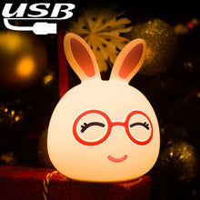 Load image into Gallery viewer, Creative USB Charging LED Decoration Lamp Novelty Gift , Smile Pink Rabbit/USB Charging, Smile Blue Rabbit/USB Charging, Happy Pink Rabbit/USB Charging, Happy Blue Rabbit/USB Charging