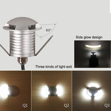 Load image into Gallery viewer, 3W LED Embedded Polarized Buried Lamp IP67 Waterproof Turtle Shell Lamp Outdoor Garden Lawn Lamp, Warm Light 3000K Q3 Three-way Light, Warm Light 3000K Q3
