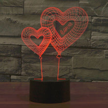 Load image into Gallery viewer, 7 Color Discoloration Creative Visual Stereo Lamp Desk Lamp Night Light, Double Heart Balloon Style