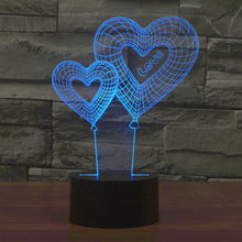 Load image into Gallery viewer, 7 Color Discoloration Creative Visual Stereo Lamp Desk Lamp Night Light, Double Heart Balloon Style