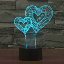 Load image into Gallery viewer, 7 Color Discoloration Creative Visual Stereo Lamp Desk Lamp Night Light, Double Heart Balloon Style
