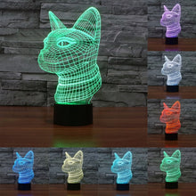 Load image into Gallery viewer, 7 Color Discoloration Creative Visual Stereo Lamp Desk Lamp Night Light, Side Face Cat Style