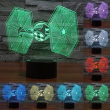 Load image into Gallery viewer, 7 Color Discoloration Creative Visual Stereo Lamp Desk Lamp Night Light, TIE Fighter Style