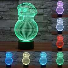 Load image into Gallery viewer, 7 Color Discoloration Creative Visual Stereo Lamp Desk Lamp Night Light, Snowman Style