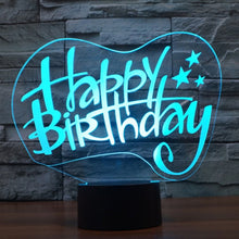 Load image into Gallery viewer, 7 Color Discoloration Creative Visual Stereo Lamp Desk Lamp Night Light, Happy Birthday Style