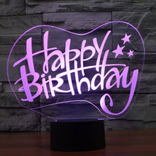 Load image into Gallery viewer, 7 Color Discoloration Creative Visual Stereo Lamp Desk Lamp Night Light, Happy Birthday Style