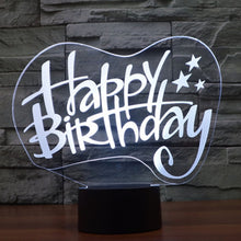 Load image into Gallery viewer, 7 Color Discoloration Creative Visual Stereo Lamp Desk Lamp Night Light, Happy Birthday Style