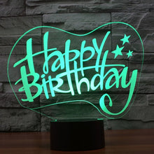 Load image into Gallery viewer, 7 Color Discoloration Creative Visual Stereo Lamp Desk Lamp Night Light, Happy Birthday Style