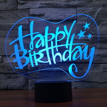 Load image into Gallery viewer, 7 Color Discoloration Creative Visual Stereo Lamp Desk Lamp Night Light, Happy Birthday Style
