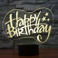 Load image into Gallery viewer, 7 Color Discoloration Creative Visual Stereo Lamp Desk Lamp Night Light, Happy Birthday Style