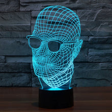 Load image into Gallery viewer, 7 Color Discoloration Creative Visual Stereo Lamp Desk Lamp Night Light, Product Size: 23.6 x 14.0 x 8.7 cm, Man with Glasses Style