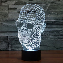 Load image into Gallery viewer, 7 Color Discoloration Creative Visual Stereo Lamp Desk Lamp Night Light, Product Size: 23.6 x 14.0 x 8.7 cm, Man with Glasses Style