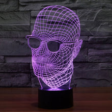 Load image into Gallery viewer, 7 Color Discoloration Creative Visual Stereo Lamp Desk Lamp Night Light, Product Size: 23.6 x 14.0 x 8.7 cm, Man with Glasses Style