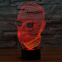 Load image into Gallery viewer, 7 Color Discoloration Creative Visual Stereo Lamp Desk Lamp Night Light, Product Size: 23.6 x 14.0 x 8.7 cm, Man with Glasses Style
