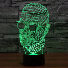 Load image into Gallery viewer, 7 Color Discoloration Creative Visual Stereo Lamp Desk Lamp Night Light, Product Size: 23.6 x 14.0 x 8.7 cm, Man with Glasses Style
