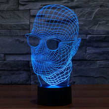 Load image into Gallery viewer, 7 Color Discoloration Creative Visual Stereo Lamp Desk Lamp Night Light, Product Size: 23.6 x 14.0 x 8.7 cm, Man with Glasses Style