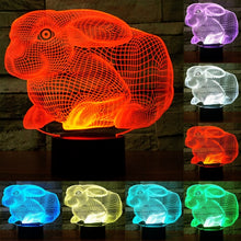 Load image into Gallery viewer, 7 Colour Discoloration Creative Visual Stereo Lamp Desk Lamp Night Light, Rabbit Shape