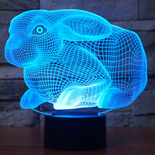 Load image into Gallery viewer, 7 Colour Discoloration Creative Visual Stereo Lamp Desk Lamp Night Light, Rabbit Shape