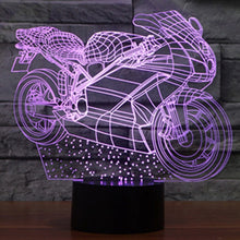 Load image into Gallery viewer, 7 Colour Discoloration Creative Visual Stereo Lamp Desk Lamp Night Light, Motorcycle Shape