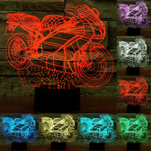 Load image into Gallery viewer, 7 Colour Discoloration Creative Visual Stereo Lamp Desk Lamp Night Light, Motorcycle Shape