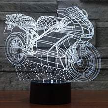 Load image into Gallery viewer, 7 Colour Discoloration Creative Visual Stereo Lamp Desk Lamp Night Light, Motorcycle Shape