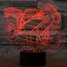 Load image into Gallery viewer, 7 Colour Discoloration Creative Visual Stereo Lamp Desk Lamp Night Light, Motorcycle Shape
