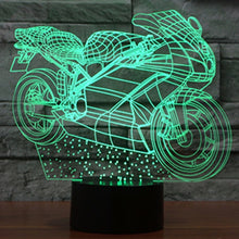 Load image into Gallery viewer, 7 Colour Discoloration Creative Visual Stereo Lamp Desk Lamp Night Light, Motorcycle Shape