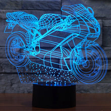Load image into Gallery viewer, 7 Colour Discoloration Creative Visual Stereo Lamp Desk Lamp Night Light, Motorcycle Shape