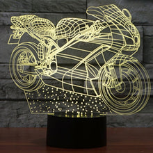 Load image into Gallery viewer, 7 Colour Discoloration Creative Visual Stereo Lamp Desk Lamp Night Light, Motorcycle Shape