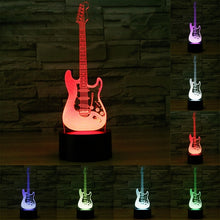 Load image into Gallery viewer, 7 Color Discoloration Creative Visual Stereo Lamp Desk Lamp Night Light, Electric Guitar Shape