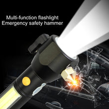 Load image into Gallery viewer, 10W 450 Lumens IPX4 Waterproof Rechargeable LED Flashlight with Safety Hammer &amp; 3-Modes