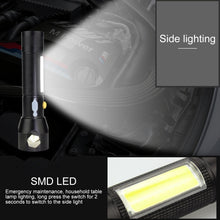 Load image into Gallery viewer, 10W 450 Lumens IPX4 Waterproof Rechargeable LED Flashlight with Safety Hammer &amp; 3-Modes