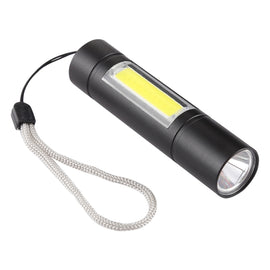 A1 USB Charging Waterproof Fixed Focus XPE + COB Flashlight with 3-Modes & Storage Box, A1