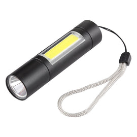 A1 USB Charging Waterproof Fixed Focus XPE + COB Flashlight with 3-Modes & Storage Box, A1