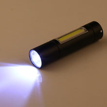 Load image into Gallery viewer, A1 USB Charging Waterproof Fixed Focus XPE + COB Flashlight with 3-Modes &amp; Storage Box, A1